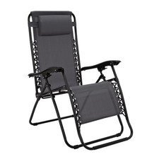 Folding Zero Gravity Lounger Habitat Outdoor Reclining Garden Chair Grey