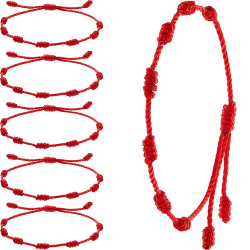 6pc lucky red string bracelet - 6pc,