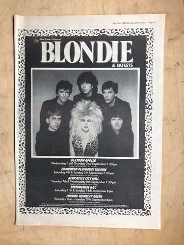 Blondie 1982 tour poster - poster, sized