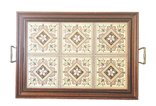 Vintage victorian tile tray - vintage,
