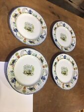 4x Wood & Sons Holly Cottage 10’’ inches Dinner Plate Gardening Pattern Trugg