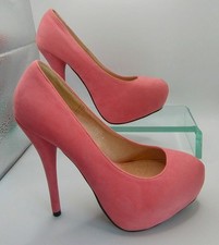 Bebo Ladies Pink Faux Suede High Heeled Shoes In Size UK 5 Brand New