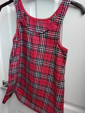 H M Girls Round Neck Sleeveless Check Dress Age 8-9yrs Red