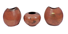 Decorative Otto Keramik Designer Vase Trio Old Leather Effect Mid Century 20 cm