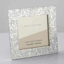 English Pewter 'Hedgerow' Design Miniature Square Photo Frame Made in UK | HDGL