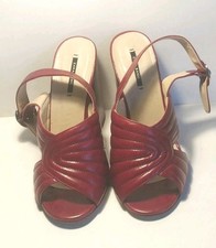 ZARA SIZE 3 RED LEATHER SLINGBACKS.  B170102425B2/22A