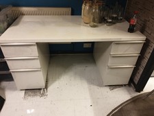 Dwell White Marble-Effect Desk with Drawers – Solid, Modern, Easy to Clean