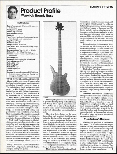 Warwick thumb bass guitar - bass,