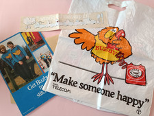 Vintage Retro BT Telephone Collectible BUZBY Items / Knitting / Bag /Car Sticker