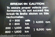 KAWASAKI Z650 KZ650 Z1000R KZ1000R Z1100R BREAK - IN CAUTION WARNING DECAL