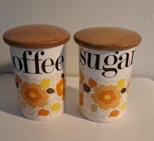 Beautiful Vintage Crown Devon Tea Coffee Sugar Cannisters Great Condition