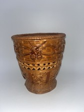 Vintage Basket Wicker Woven Tan Brown 8" Tall Storage Plant / Tissue Holder
