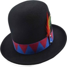 Tall Bowler Hat-100%Wool-Satin