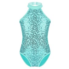 UK Kids Girls Sequins Leotards Gymnastics Ballet Dance Dress Shiny Costumes