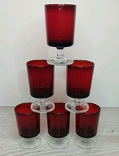 6 Vintage French Ruby Red