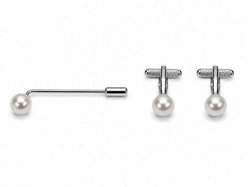 Pearl ball tie pin - pearl,