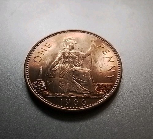 1966 unc one penny full - 1966,