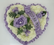 Heart Shaped Silk Artificial Funeral Flowers Wreath Memorial Grave Tribute mum