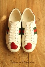 Gucci Ace Heart White Leather Snake Skin Trainers Ladies | UK 3 US 6 EU 36