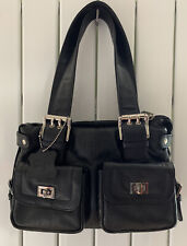 GIGI BLACK LEATHER SMALL UTILITY STYLE HANDBAG