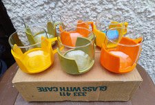 STILL BOXED SET OF 6 VINTAGE PYREX JAJ MULTICOLOURED PLASTIC MUGS CUPS 1970'S