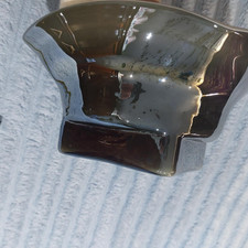 C & G Grey Mirrored Glass Vase With White Interior