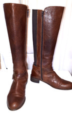 FAT FACE 6/39 Leather "RADNOR" Riding boots knee high stretch calf buckle detail