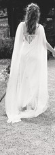 Bridal ivory wedding angel wings cape, 2 meter tulle veil, clip onto straps