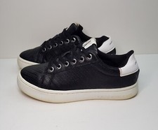 CALVIN KLEIN SIZE 4UK EUR37 WOMENS GIRLS BLACK LOW TOP LACE UP TRAINERS SHOES