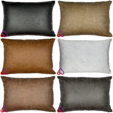 Rectangle Faux Distressed Leather Cushion With Removeable Insert Sofa Bed Decor