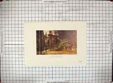 Original Old Antique Print Hand Coloured Trinity College Gardens Wadham Gateway