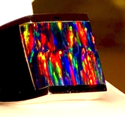 Men ring black - black, opal