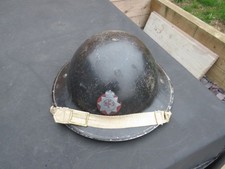 BRITISH BRODIE NATIONAL FIRE SERVICE HELMET / LINER BMB 1939 & CHIN STRAP