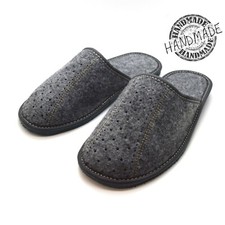 New grey mens comfort house slippers felt slip on shoes UK Size 6 7 8 9 10 11 F