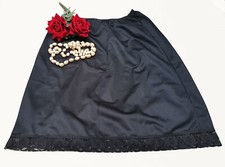 Long Waist Half Slip Underskirt Lace Hem in Black Length 22" Size 14/16  (WX22)
