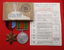 2 British WW2 Medals - Box/Slip - 1939-1945 Star & Defence Medal - Air Ministry