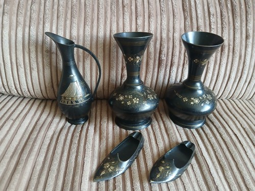 Metal posy vase black and - x2,,