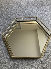 Gold hexagonal mirrored tray