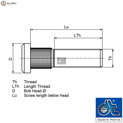 Wheel stud 20202 for daf - wheel, 5.20202