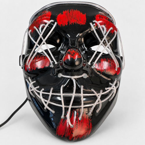 Light led horror mask black - light,