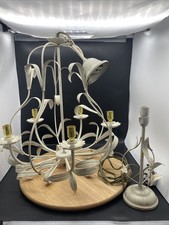 Large painted Vintage metal chandelier Shabby Chic Matching Lamp