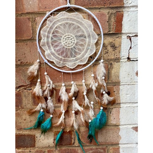 White lace dream catcher large - lace,