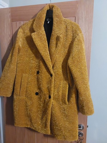 Zara yellow faux fur coat - yellow, m