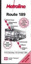 LONDON BUSES - METROLINE ROUTE 189 NEW TIMETABLE - OCT 1997