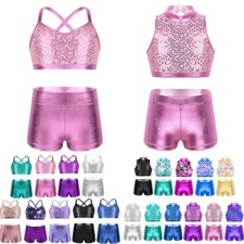 Kids Girls Dance Outfits Shiny