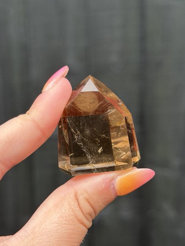 Smokey lemurian quartz point - smokey,