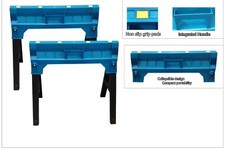 2 x FOLDING SAW HORSE TRESTLE WITH RULER NON SLIP WORK BENCH carpenter 27" 685mm