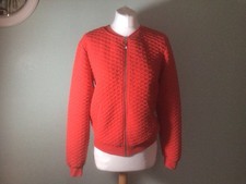 Women’s Deep Orange Zip Up Jacket/cardigan Size Medium By M&S