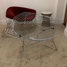 x2 Knoll Studio Bertoia Large Diamond Chairs +Full Covers Knoll Velvet rrp £7800