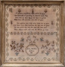 Antique silkwork sampler early - antique,